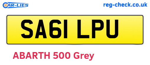 SA61LPU are the vehicle registration plates.