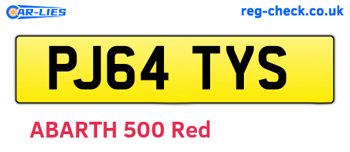 PJ64TYS are the vehicle registration plates.