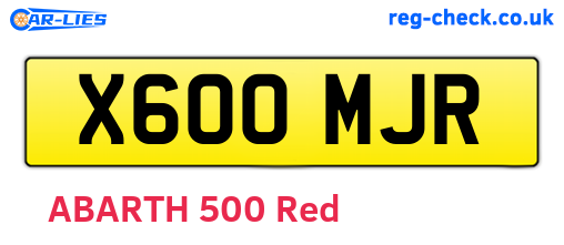 X600MJR are the vehicle registration plates.