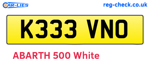 K333VNO are the vehicle registration plates.