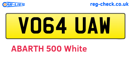 VO64UAW are the vehicle registration plates.