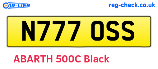 N777OSS are the vehicle registration plates.