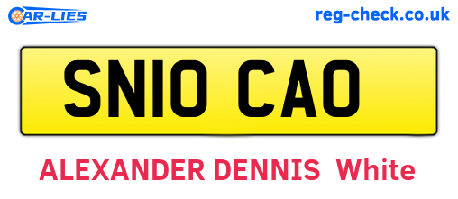 SN10CAO are the vehicle registration plates.