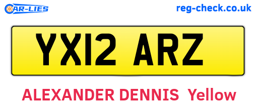 YX12ARZ are the vehicle registration plates.