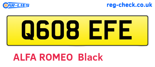 Q608EFE are the vehicle registration plates.