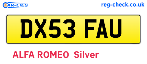 DX53FAU are the vehicle registration plates.