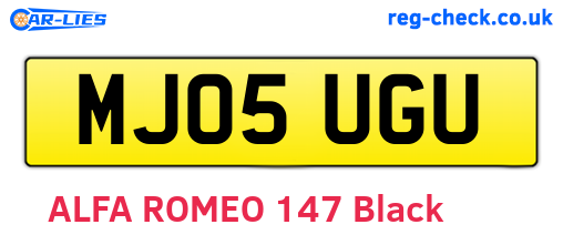 MJ05UGU are the vehicle registration plates.