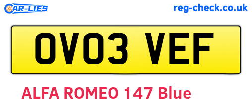 OV03VEF are the vehicle registration plates.