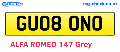 GU08ONO are the vehicle registration plates.
