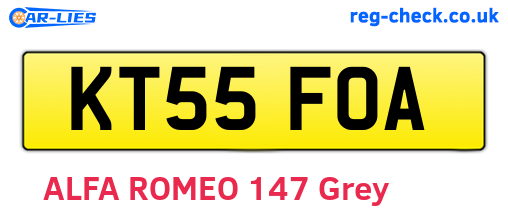KT55FOA are the vehicle registration plates.