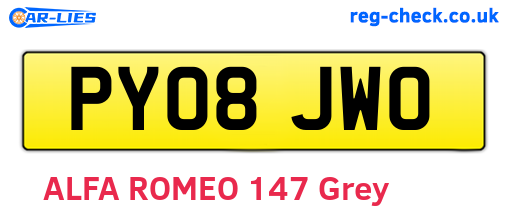 PY08JWO are the vehicle registration plates.