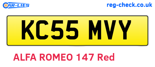 KC55MVY are the vehicle registration plates.