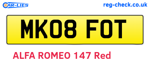 MK08FOT are the vehicle registration plates.
