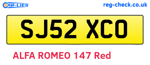 SJ52XCO are the vehicle registration plates.