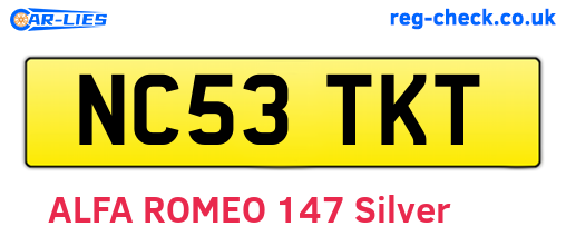 NC53TKT are the vehicle registration plates.