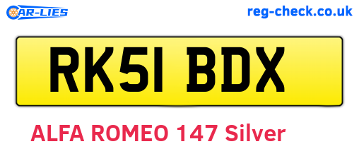 RK51BDX are the vehicle registration plates.