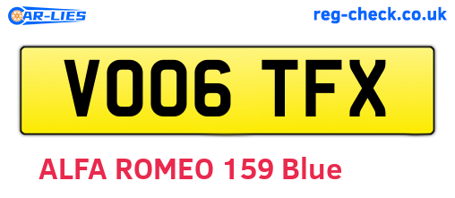 VO06TFX are the vehicle registration plates.