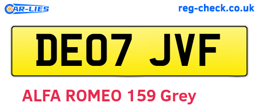 DE07JVF are the vehicle registration plates.