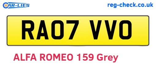 RA07VVO are the vehicle registration plates.
