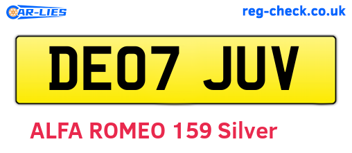 DE07JUV are the vehicle registration plates.