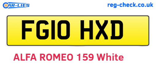 FG10HXD are the vehicle registration plates.