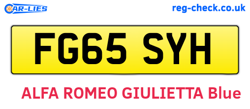 FG65SYH are the vehicle registration plates.