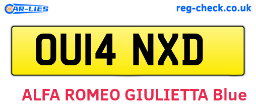 OU14NXD are the vehicle registration plates.