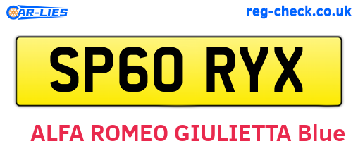 SP60RYX are the vehicle registration plates.