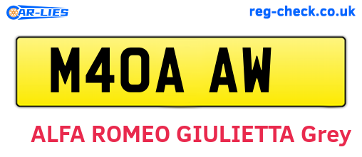 M40AAW are the vehicle registration plates.