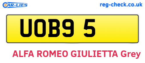 UOB95 are the vehicle registration plates.