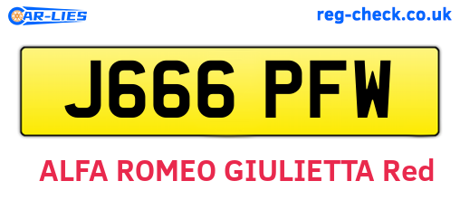 J666PFW are the vehicle registration plates.