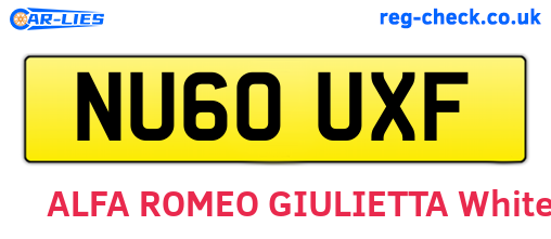 NU60UXF are the vehicle registration plates.