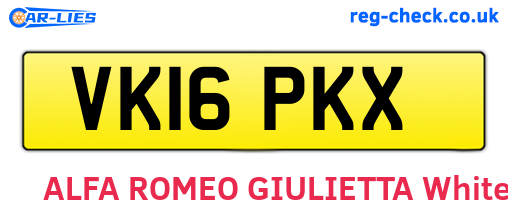 VK16PKX are the vehicle registration plates.