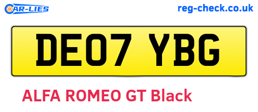 DE07YBG are the vehicle registration plates.