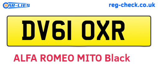 DV61OXR are the vehicle registration plates.