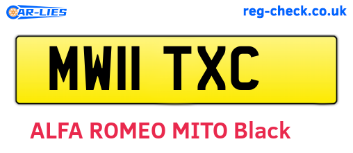 MW11TXC are the vehicle registration plates.