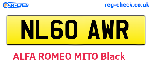 NL60AWR are the vehicle registration plates.