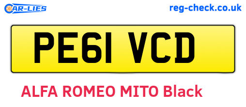 PE61VCD are the vehicle registration plates.