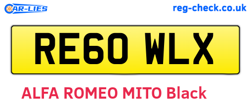 RE60WLX are the vehicle registration plates.