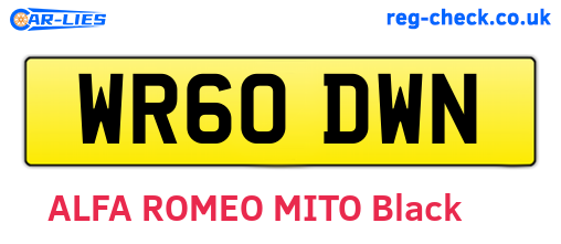 WR60DWN are the vehicle registration plates.