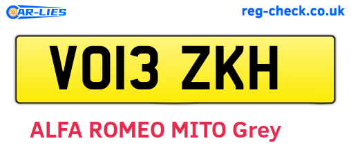 VO13ZKH are the vehicle registration plates.