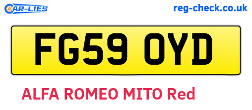 FG59OYD are the vehicle registration plates.