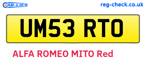 UM53RTO are the vehicle registration plates.