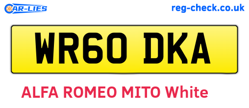 WR60DKA are the vehicle registration plates.