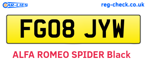 FG08JYW are the vehicle registration plates.