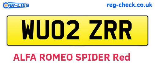 WU02ZRR are the vehicle registration plates.