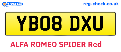 YB08DXU are the vehicle registration plates.