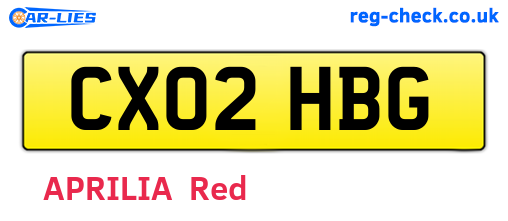 CX02HBG are the vehicle registration plates.