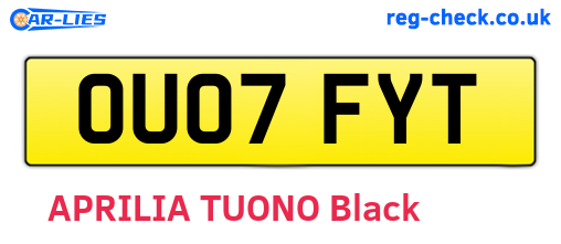 OU07FYT are the vehicle registration plates.