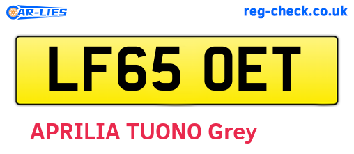 LF65OET are the vehicle registration plates.